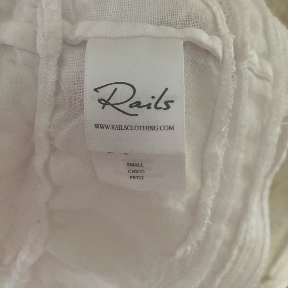 Rails Mira White Linen Blend Open-Embroidered Ruf… - image 5
